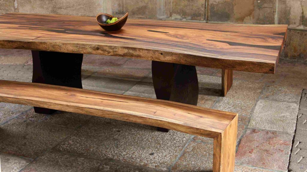 table à manger design unique bois massif metal