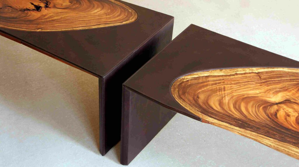 Duramen buxy : bureau design unique bois massif metal