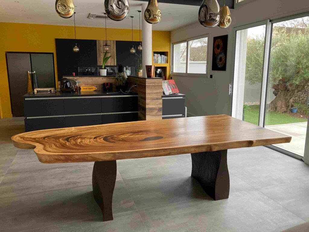 table design unique bois massif metal