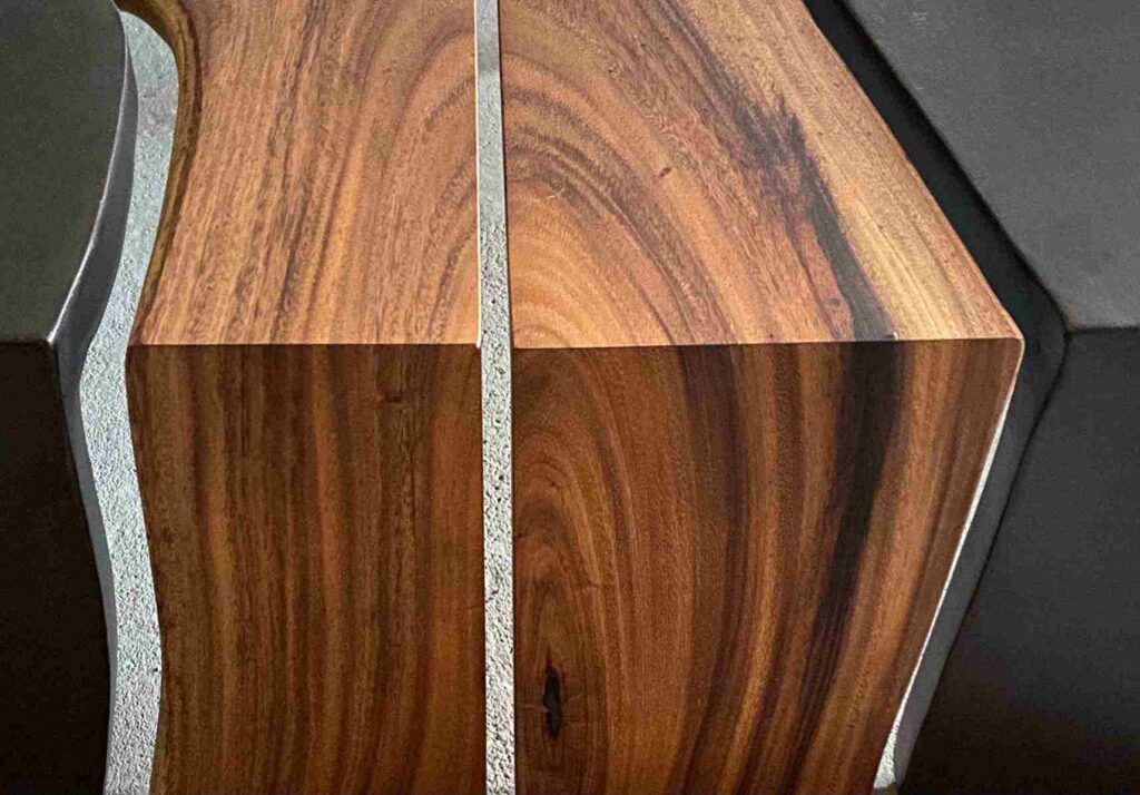 table basse bois massif metal