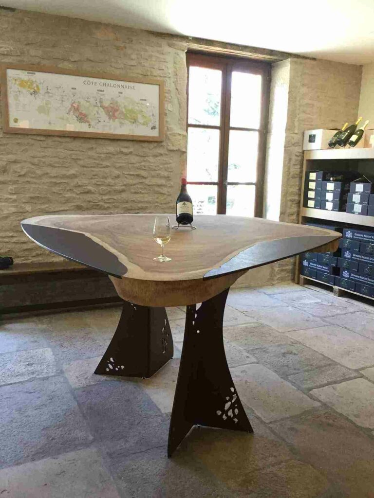 table de degustation bois massif metal