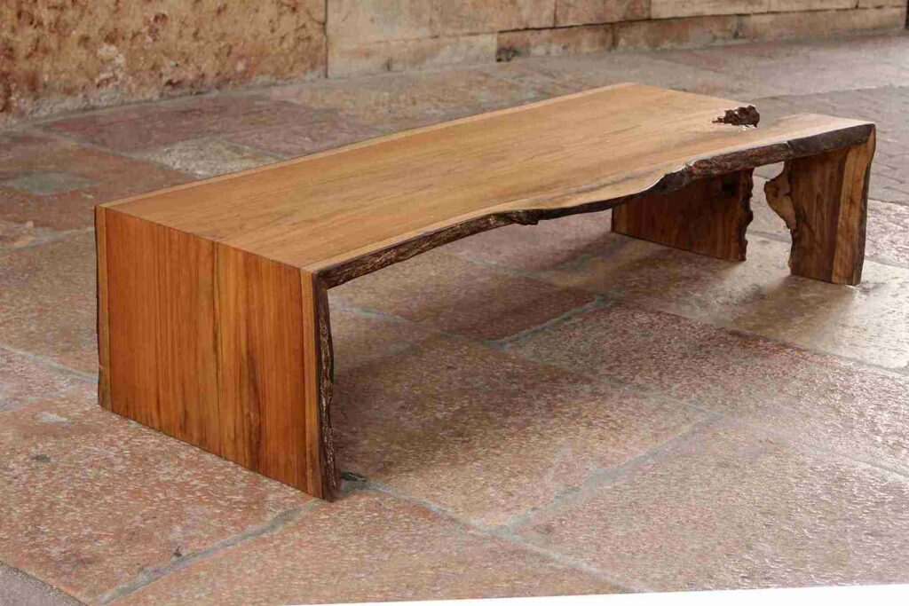table basse bois massif brut sur mesure