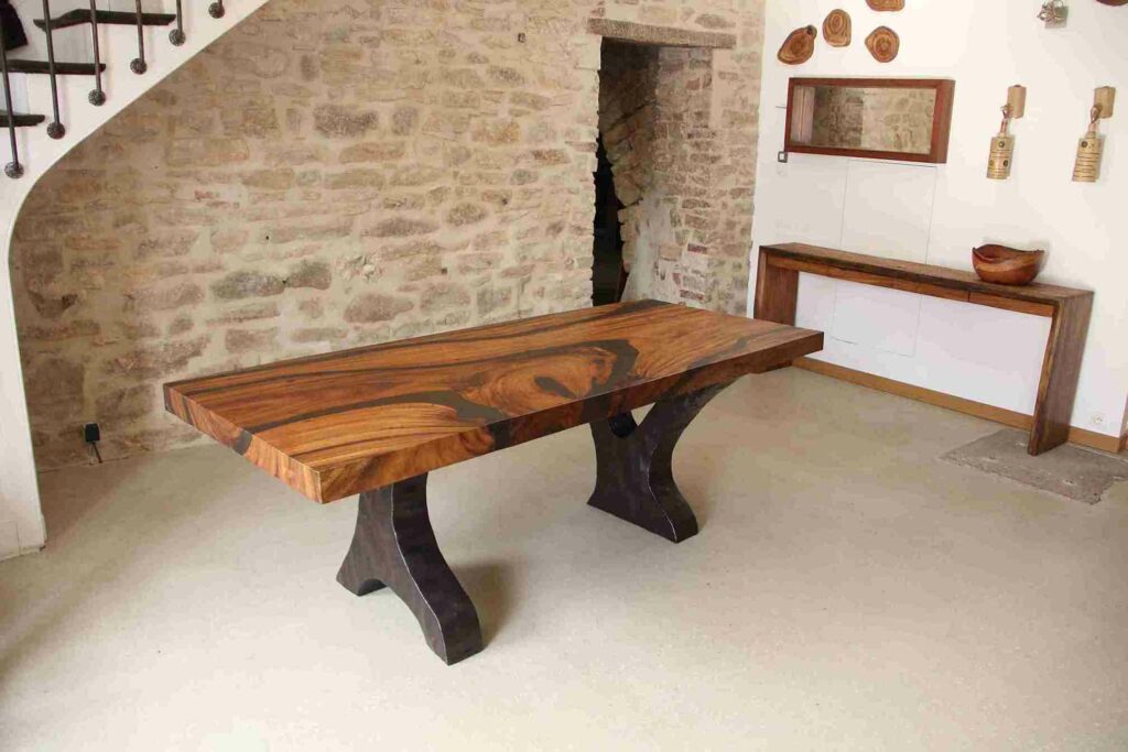 table bois massif acier unique originale