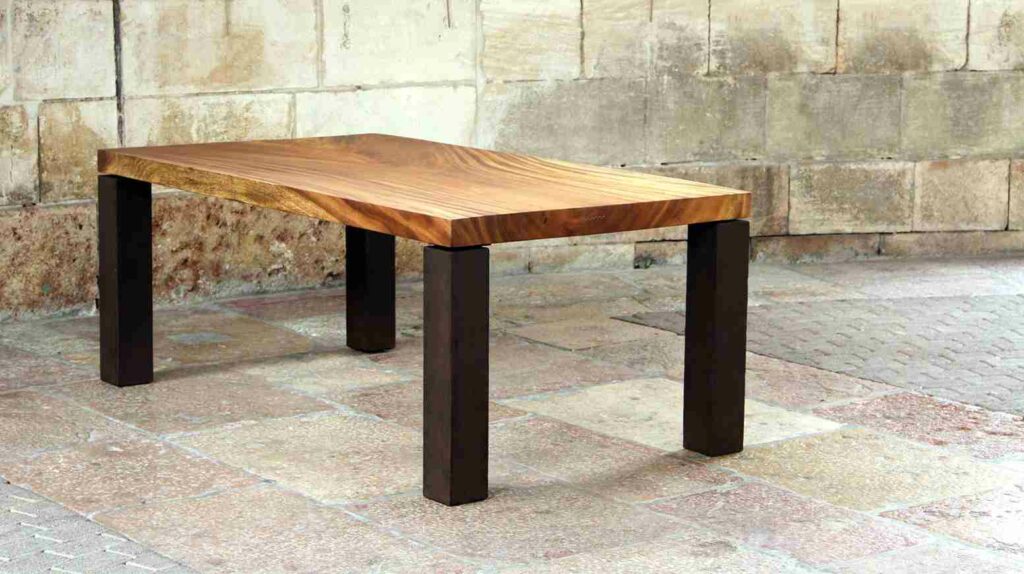 table à manger bois massif metal